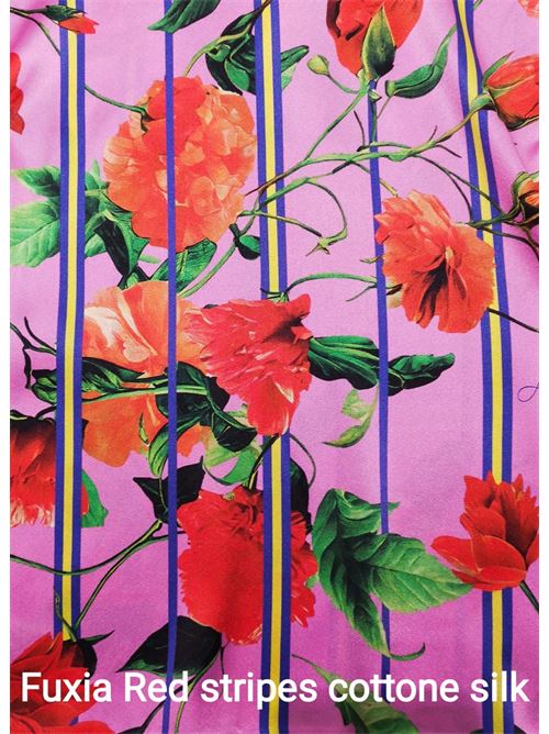 tessuto in seta e cotone stampa fiori Laboratorio Capri | SETACOTONERIGHERIGHEROSSEFUCSIA